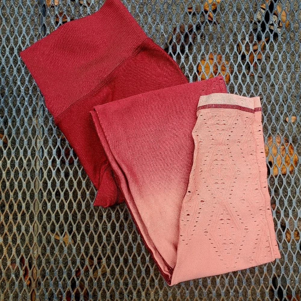 Victoria Secret PINK Active Laser Cut Leggings Ombre High Waist Seamless Size M